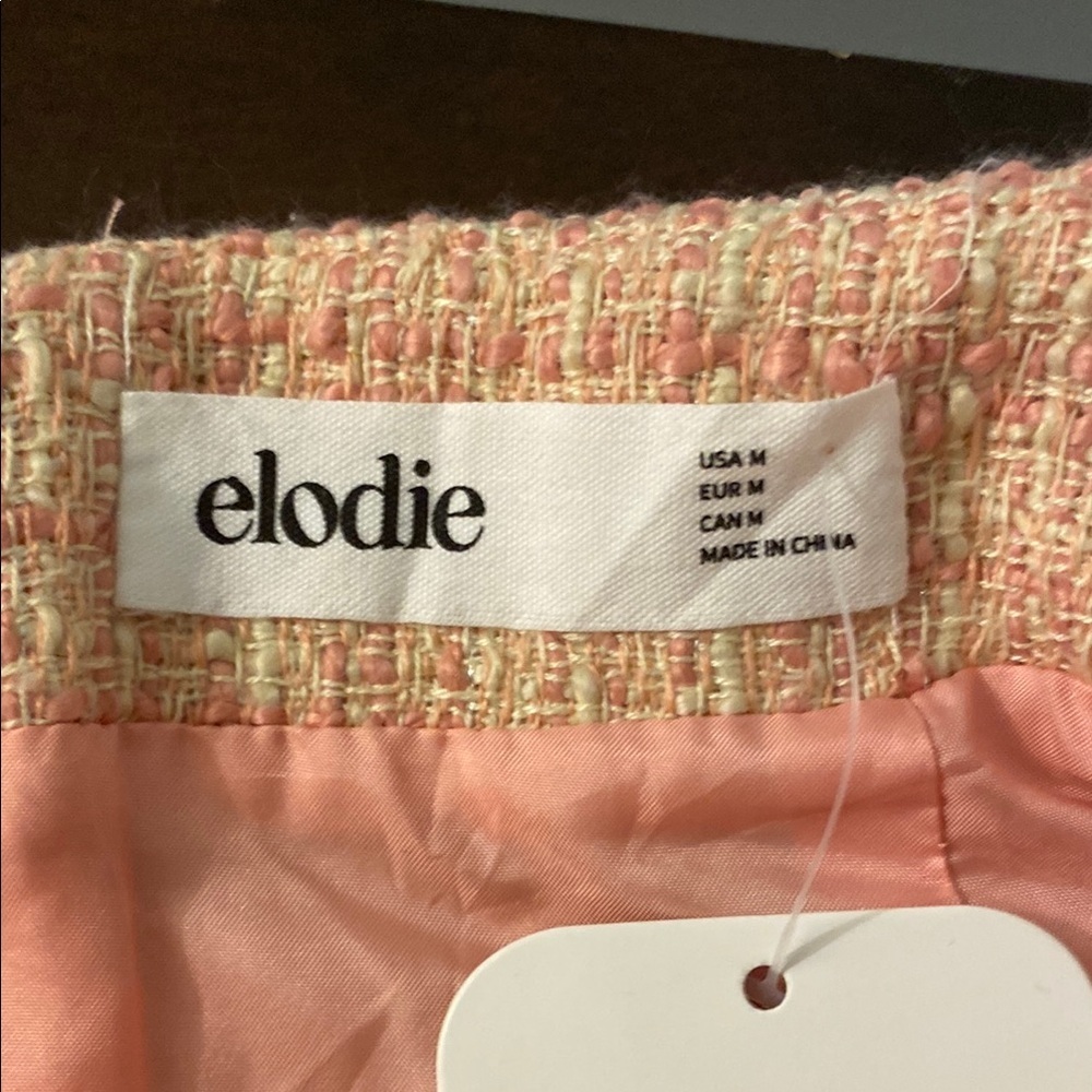 ELODIE Chic Pink Tweed Skirt Button down - Picture 6 of 8